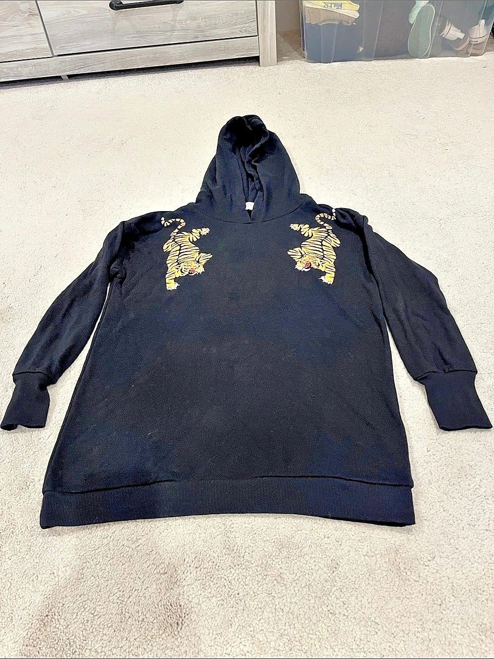Wildfox Prowlin Around Rebel Hoodie Tiger Graphic Black